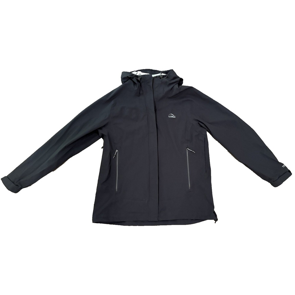 L.L. Bean Women's XL Black Cresta Stretch Rain Jacket Hooded Waterproof Shell